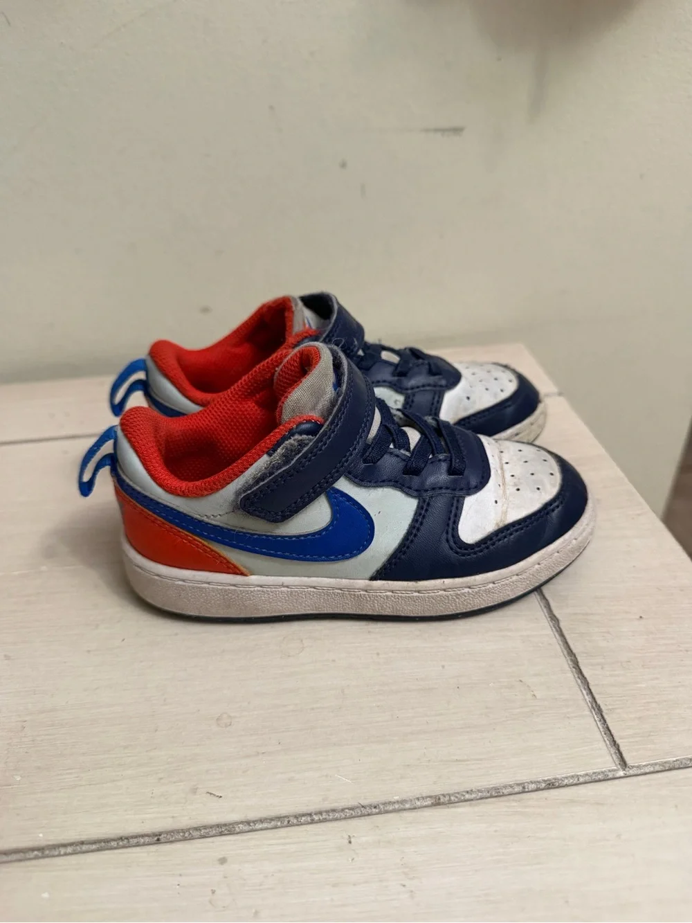 Kids' Navy & White Nike Athletic Sneakers with Blue Swoosh